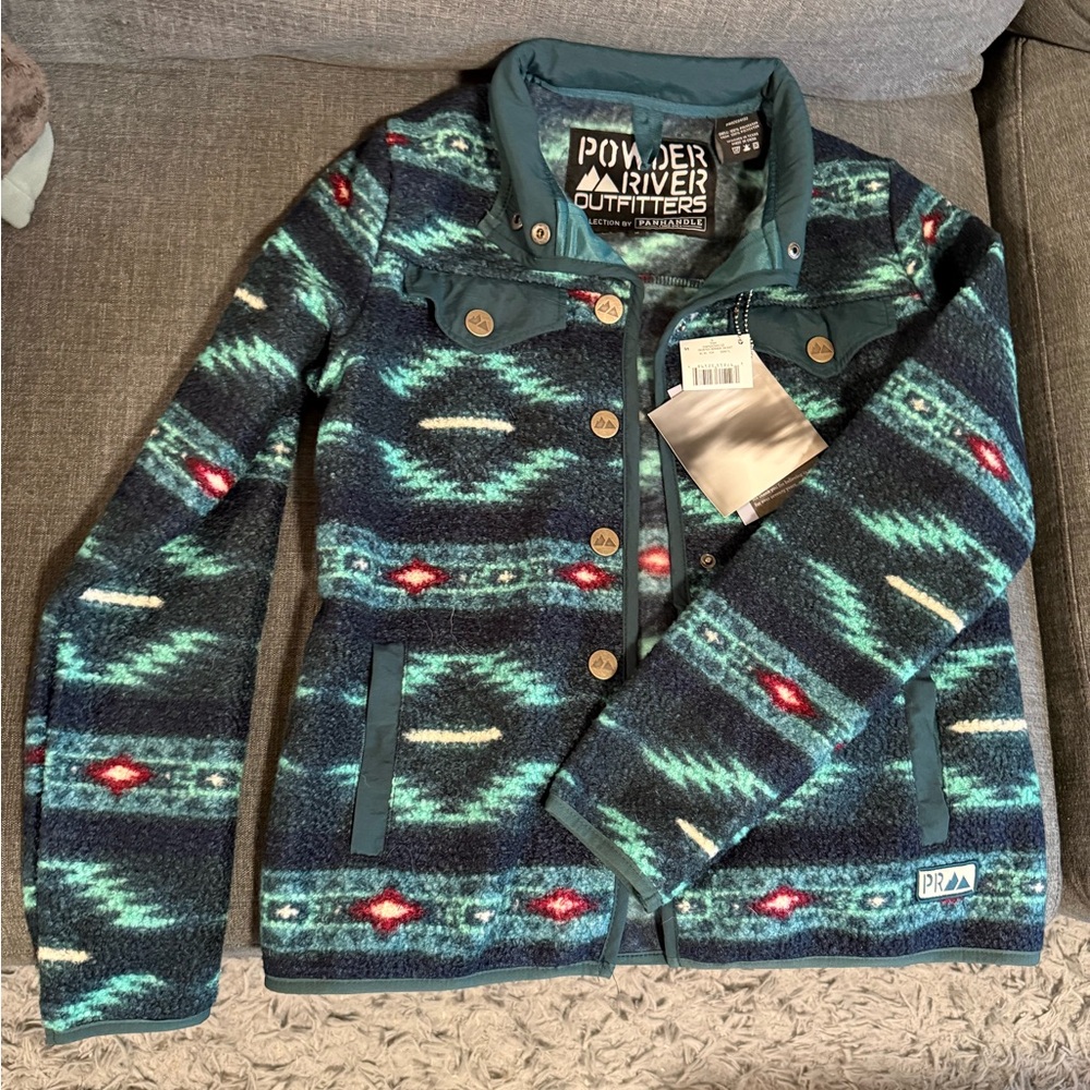 Powder River Outfitters Women's Patterned Utility Jacket - Teal and Red